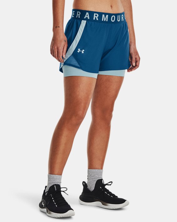 Women's UA Play Up 2-in-1 Shorts, Blue, pdpMainDesktop image number 0
